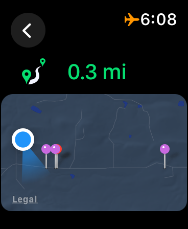 View Map: the cache and waypoints as pins around you, distance up top.