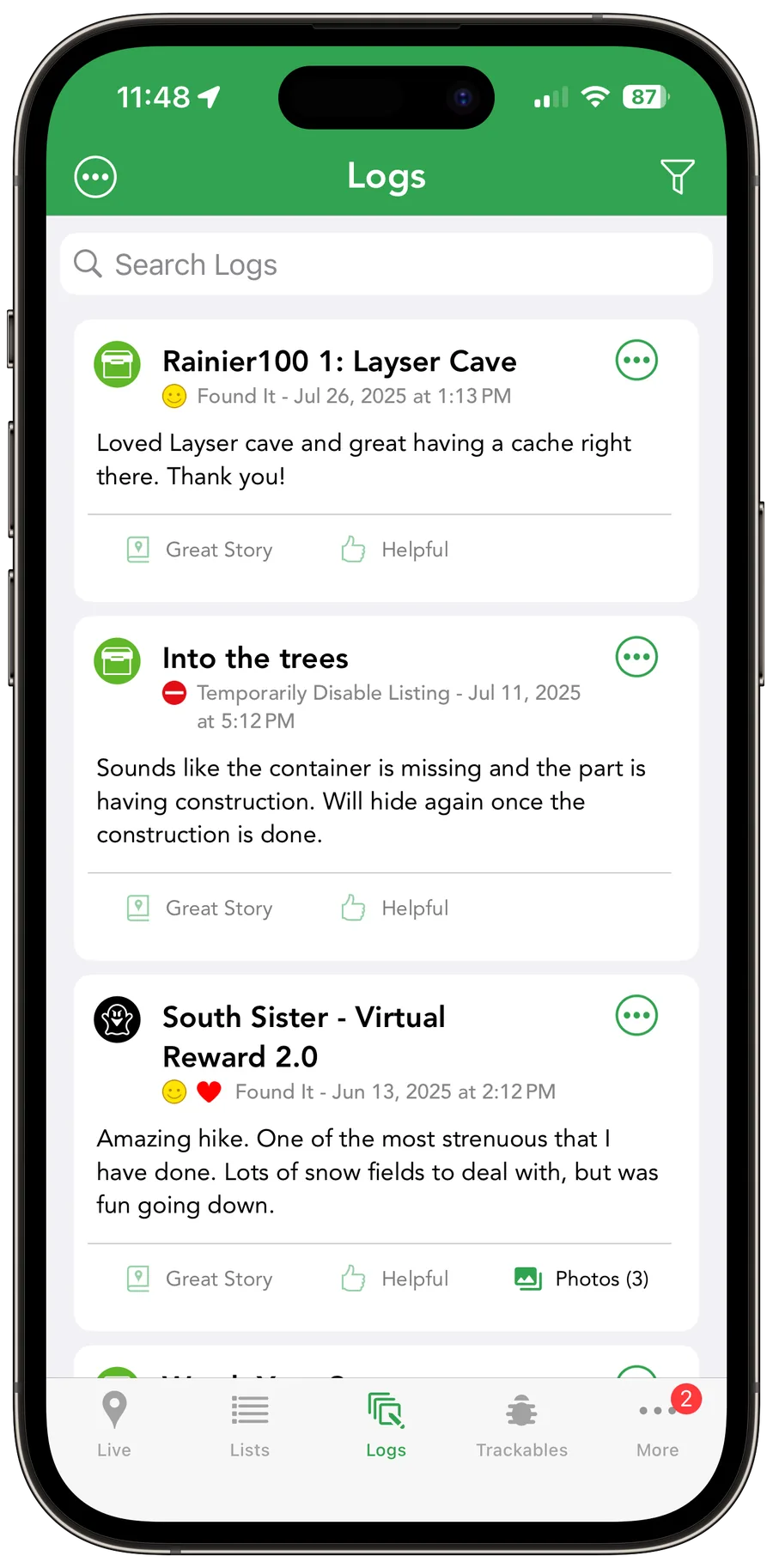 Cachly Activity Logs